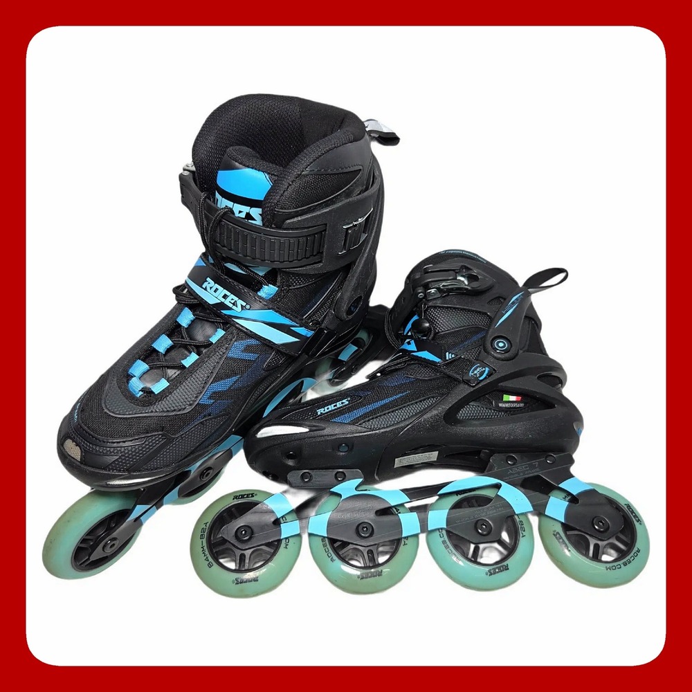 Roces Helium Outdoor‎ Fitness Roller Blades US M8 W10 EU 41 Black Blue EUC Skate